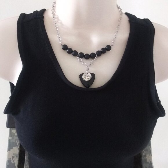 Sexy Seductive Business Casual Goth Grunge Domme Black Jasper Stone Necklace 39$